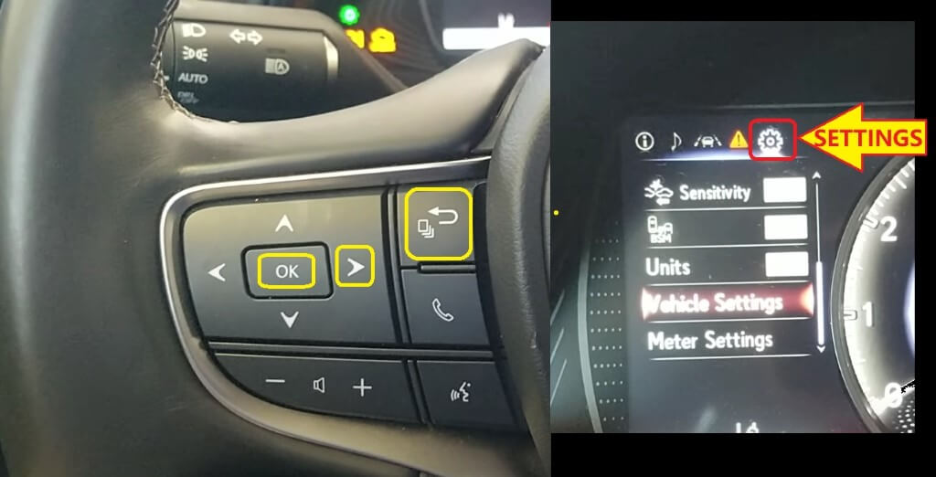 Lexus UX250H Oil Reset - settings