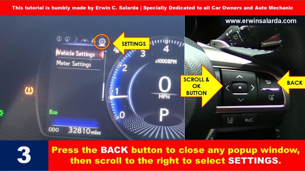 Lexus Gs300-oil reset-back button