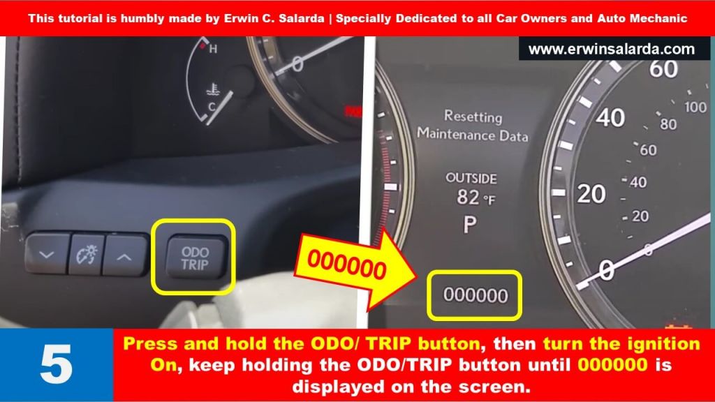 Lexus GS250 maintenance reset -odo trip button