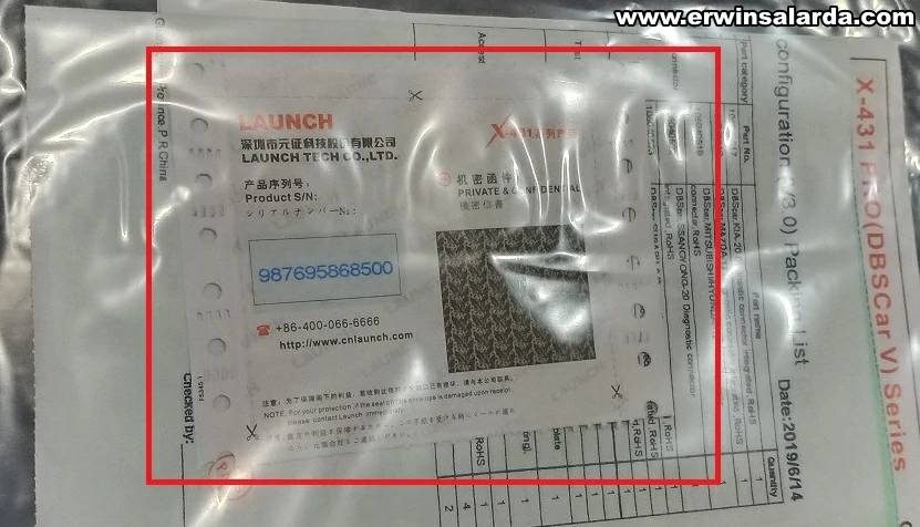 Launch X431 serial number